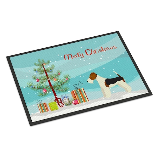 Carolines Treasures 18 x 27 in. Fox Terrier Christmas Tree Indoor or Outdoor Mat CK3538MAT - main